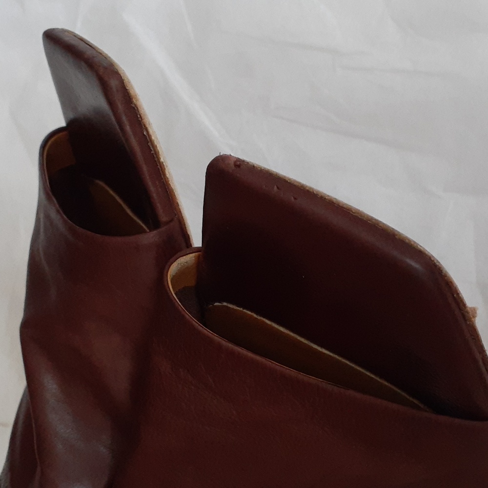 Women’s Slide Loafers - Brown Leather Slip-On Flats - Picture 6 of 8